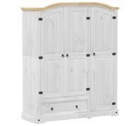 vidaXL Garde-Robe Corona Blanc 151,5x52x186 cm Bois de pin Massif, Armoire de Rangement, Organisateur de Garde-Robe, Armoire, Placard