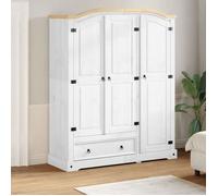 vidaXL Garde-Robe Corona Blanc 151,5x52x186 cm Bois de pin Massif, Armoire de Rangement, Organisateur de Garde-Robe, Armoire, Placard