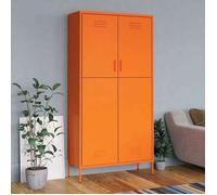 Armoire avec 4 Étagères Ajustables et Barre de Suspension Orange 90x50x180 cm Acier
