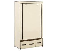 vidaXL Garde-Robe Penderie Armoire de Rangement Stockage Vêtements Meuble de Rangement Organisateur Chambre à Coucher Chaussures Crème Tissu
