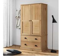 vidaXL Garde-robe VIGO 90x55x170 cm Bois de pin massif cire miel Volets marron
