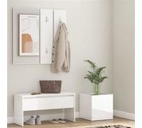 vidaXL Garderobe set bewerkt hout hoogglans wit3082059 Blanc G