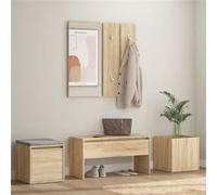 Garderobe set bewerkt hout sonoma eikenkleurig3082065