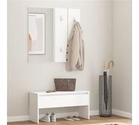 vidaXL Ensemble de Meubles de Couloir Banc d'Entrée avec Rangemen Miroir Panneau de Portemanteau Vestiaire Blanc Bois d'Ingénierie