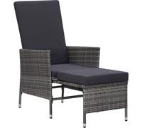 vidaXL Garten-Liegestuhl mit Auflagen Poly Rattan Grau