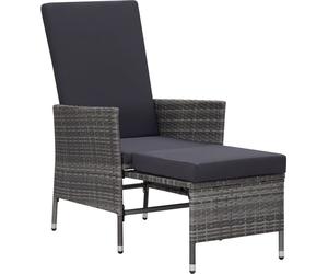 vidaXL Garten-Liegestuhl mit Auflagen Poly Rattan Grau