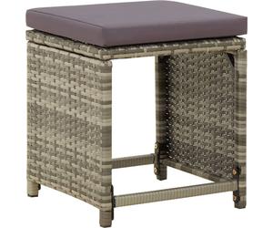 vidaXL Gartenhocker 4 Stk. mit Kissen Poly Rattan Grau