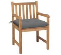 vidaXL Gartenstühle 2 Stk. mit Grauen Kissen Massivholz Teck