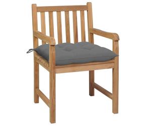 vidaXL Gartenstühle 2 Stk. mit Grauen Kissen Massivholz Teck