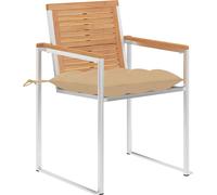 vidaXL Gartenstühle 4 Stk. mit Kissen Massivholz Teck