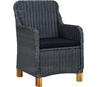 vidaXL Gartenstühle mit Kissen 2 Stk. Poly Rattan Dunkelgrau