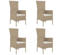 vidaXL Gartenstühle mit Kissen 4 Stk. Poly Rattan Beige