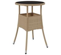 vidaXL Gartentisch Ø60x75 cm Hartglas et Poly Rattan Beige