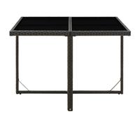 vidaXL Gartentisch Schwarz 109x107x74 cm Poly Rattan und Glas