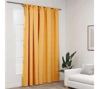 Vidaxl Rideau Occultant D'aspect De Lin Avec Crochets Jaune 290x245 Cm