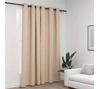 vidaXL – Rideau occultant Aspect de lin avec œillets – Beige 290x245 cm