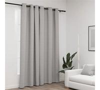 Vidaxl Rideau Occultant Aspect De Lin Avec ?illets Gris 290x245 Cm