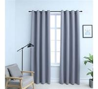 Vidaxl Rideaux Occultants Avec Anneaux En Métal 2 Pcs Gris 140x175 Cm