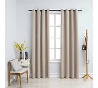 Vidaxl Rideaux Occultants Avec Anneaux En Mã©Tal 2 Pcs Beige 140x225 Cm