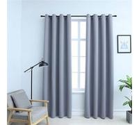 Vidaxl Rideaux Occultants Avec Anneaux En Mã©Tal 2 Pcs Gris 140x245 Cm