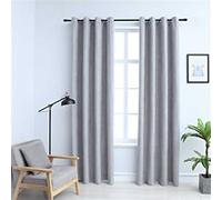 Vidaxl Rideaux Occultants Avec Anneaux En Mã©Tal 2 Pcs Gris 140x245 Cm