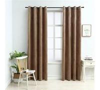 vidaXL Rideaux occultants 2 pièces à œillets Velours Beige 140x175 cm