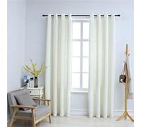 Vidaxl Rideaux Occultants Avec Anneaux 2 Pcs Velours Crème 140x245 Cm