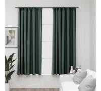 Vidaxl Rideaux Occultants Aspect Lin Avec Crochets 2pcs Vert 140x175cm
