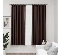Vidaxl Rideaux Occultants Aspect Lin Et Crochets 2 Pcs Taupe 140x175cm