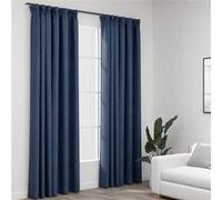 vidaXL Rideaux occultants aspect lin avec crochets 2pcs Bleu 140x225cm