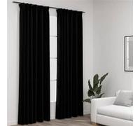Vidaxl Rideaux Occultants Aspect Lin Avec Crochets 2pcs Noir 140x225cm
