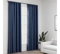 Vidaxl Rideaux Occultants Aspect Lin Avec Crochets 2pcs Bleu 140x245cm