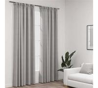 Vidaxl Rideaux Occultants Aspect Lin Avec Crochets 2pcs Gris 140x245cm