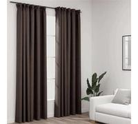 vidaXL 2X Rideaux Occultants Aspect de Lin avec Crochets Rideaux de Fenêtre Salon Salle de Séjour Chambre à Coucher Maison Intérieur Taupe 140x245 cm