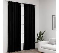 Vidaxl Rideaux Occultants Aspect Lin Avec Crochets 2pcs Noir 140x245cm
