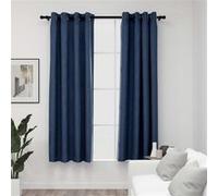vidaXL Gordijnen linnen-look verduisterend ogen 2 st 140x175 cm blauw321176 Bleu G