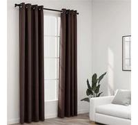 vidaXL Gordijnen linnen-look verduisterend ogen 2 st 140x225 cm taupe321201 Taupe G