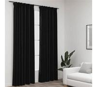 Vidaxl Rideaux Occultants Aspect Lin Crochet 2pcs Anthracite 140x245cm