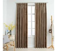 vidaXL Rideaux occultants velours 2 pièces avec crochets et œillets Beige 140x175 cm