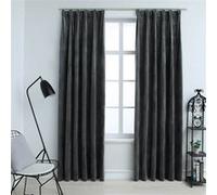 Vidaxl Rideaux Occultants Et Crochet 2pcs Velours Anthracite 140x225cm