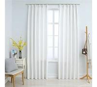 Vidaxl Rideaux Occultants Avec Crochets 2 Pcs Blanc Cassé 140x175 Cm