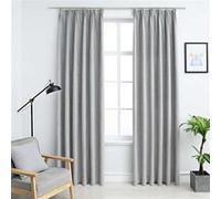Vidaxl Rideaux Occultants Avec Crochets 2 Pcs Gris 140x175 Cm