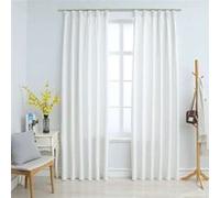 Rideaux occultants avec crochets 2 pcs Blanc cassé 140x225 cm