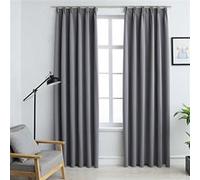 vidaXL Gordijnen verduisterend met haken 2 st 140x225 cm grijs134431 Gris G
