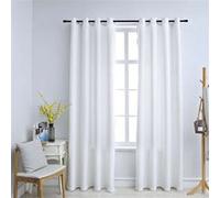 vidaXL 2X Rideaux Occultants avec Anneaux en Métal Occultant à Oeillet Chambre à Coucher Fenêtre Salon Bureau Maison Intérieur Blanc Cassé 140x245 cm