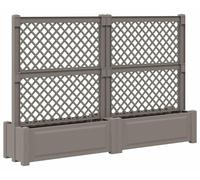 vidaXL Grand bac à fleurs avec treillis, lot de 2, gris, 200 x 43 x 133,5 cm, PP