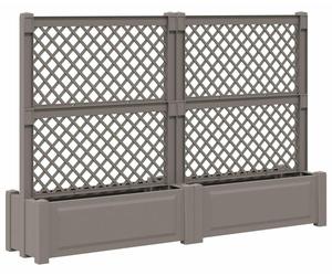 vidaXL Grand bac à fleurs avec treillis, lot de 2, gris, 200 x 43 x 133,5 cm, PP
