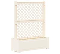 vidaXL Grande jardinière avec treillis, blanche, 99,5 x 43 x 133,5 cm, polypropylène