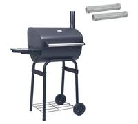 vidaXL Grill charbon 75 x 48 x 120 cm Argenté, Gril d'extérieur moderne, équipement de cuisson portable, ensemble barbecue en acier pour jardin, compact et résistant