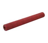vidaXL Grillage Acier PVC - 25x1,2 m - Rouge